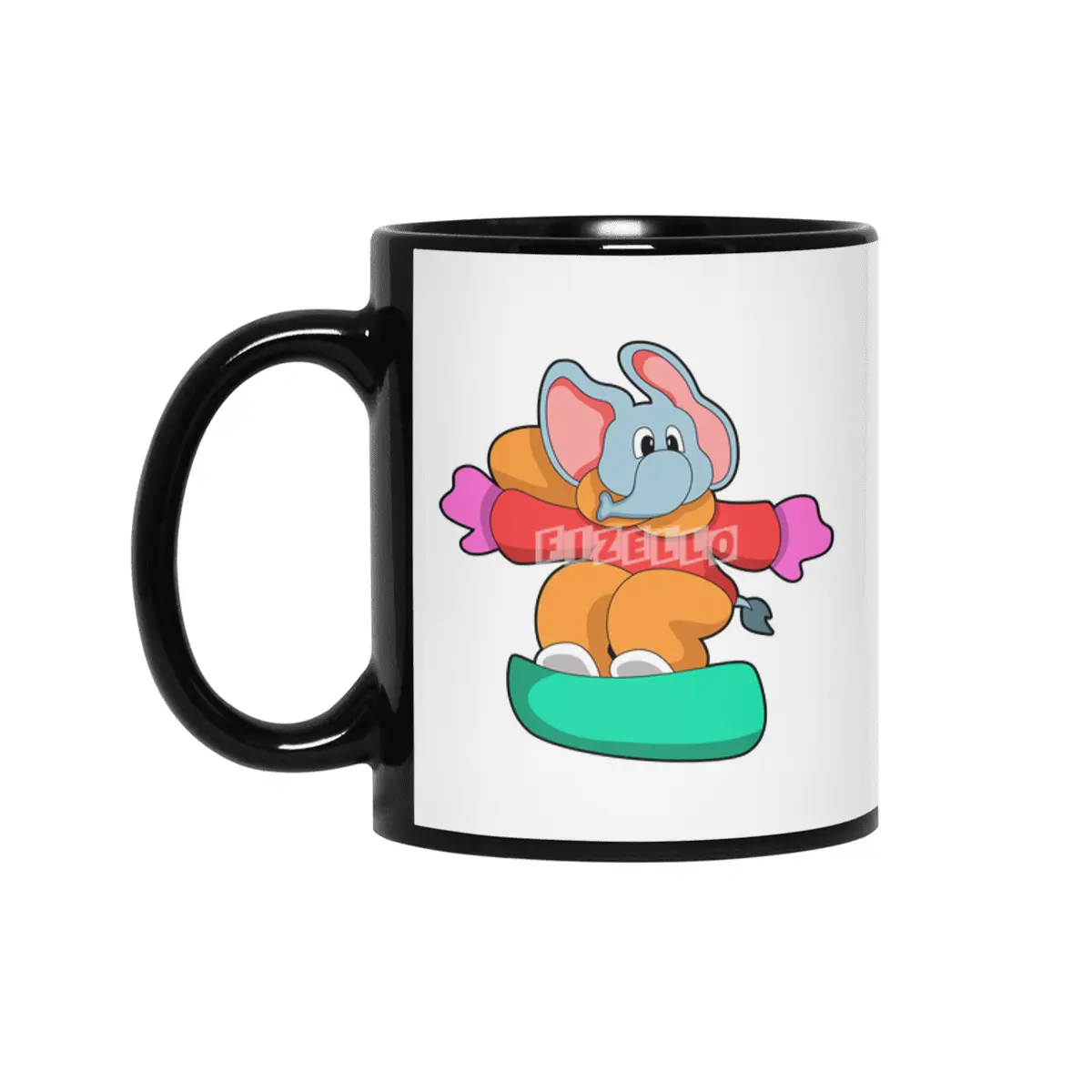 Elephant at Snowboarding with Snowboard Siyah Kupa