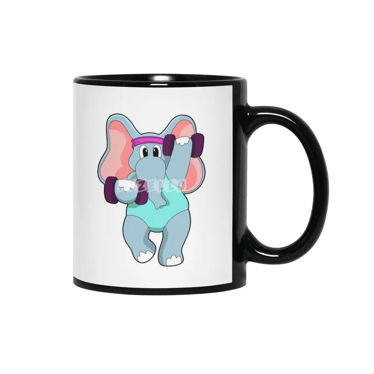Elephant at Strength training with Dumbbells Siyah Kupa