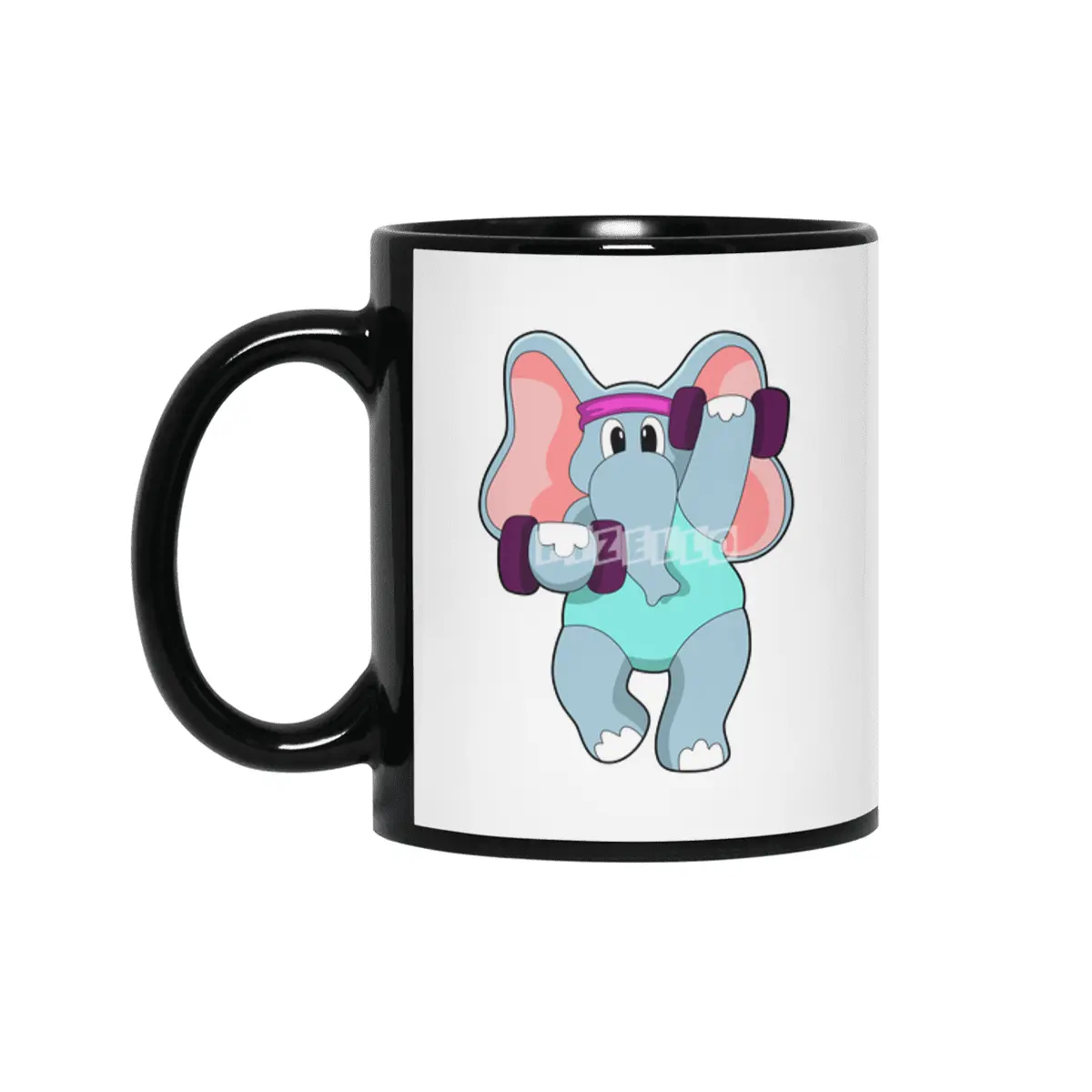 Elephant at Strength training with Dumbbells Siyah Kupa