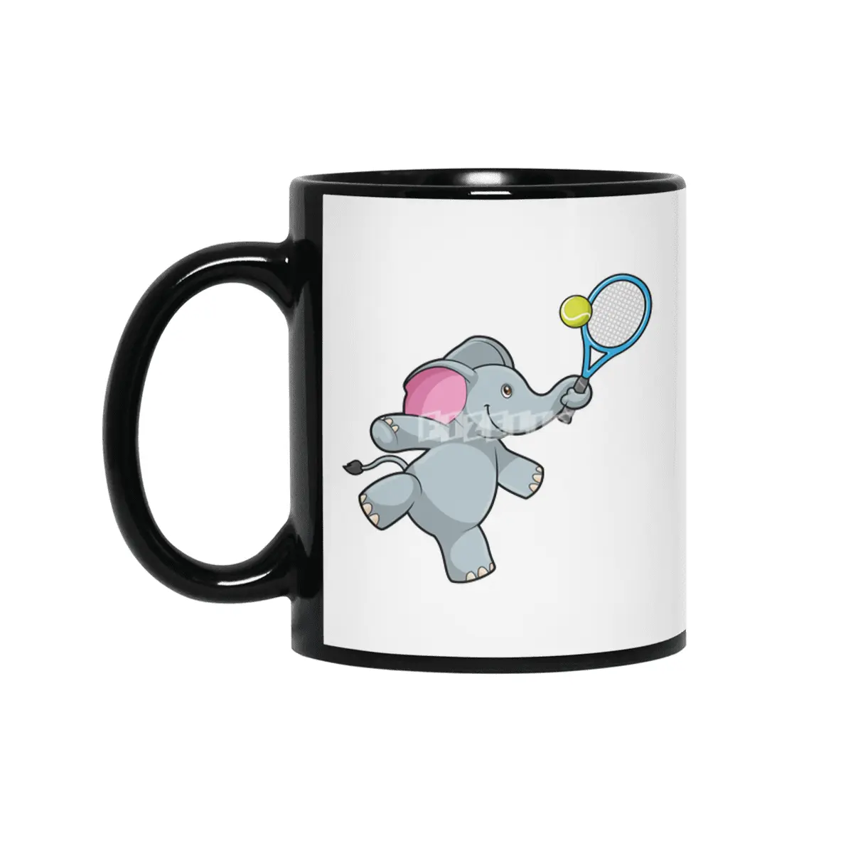 Elephant at Tennis with Tennis racket Siyah Kupa