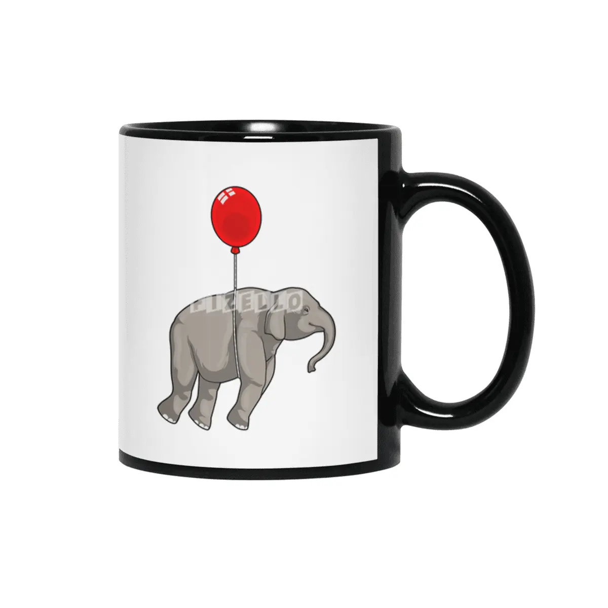 Elephant with Balloon Siyah Kupa