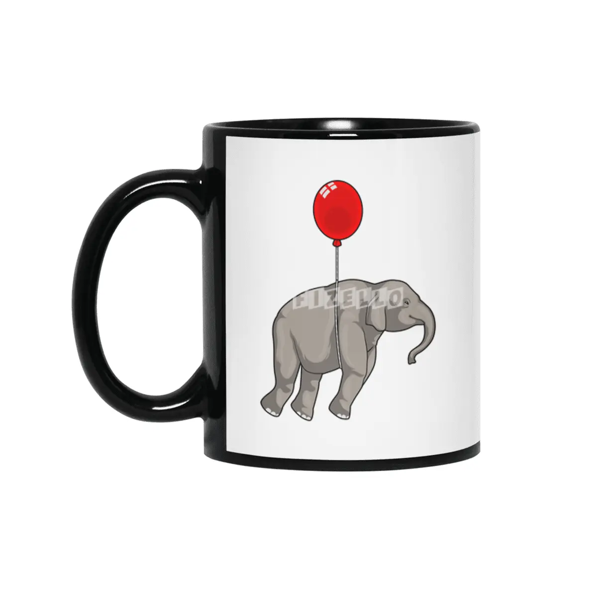 Elephant with Balloon Siyah Kupa
