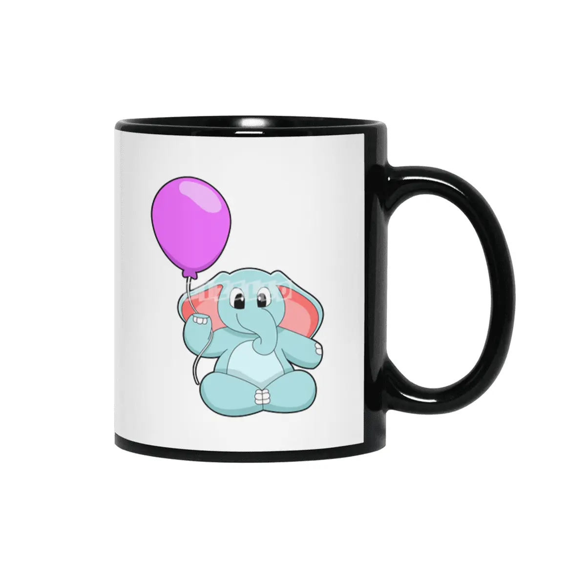 Elephant with Balloon Siyah Kupa