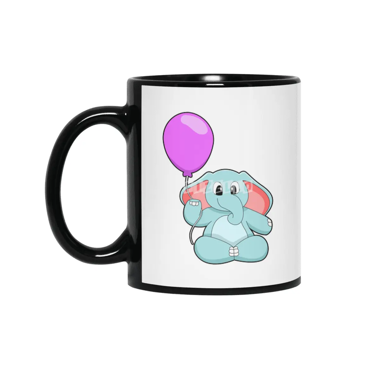 Elephant with Balloon Siyah Kupa