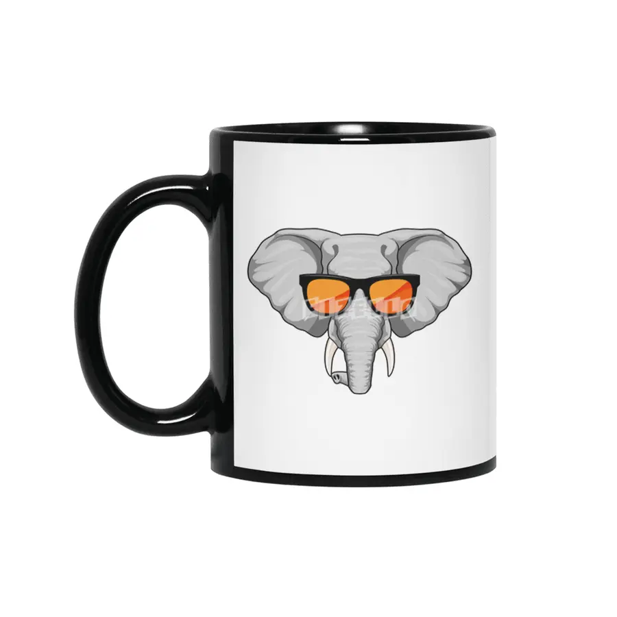 Elephant with Sunglasses Siyah Kupa