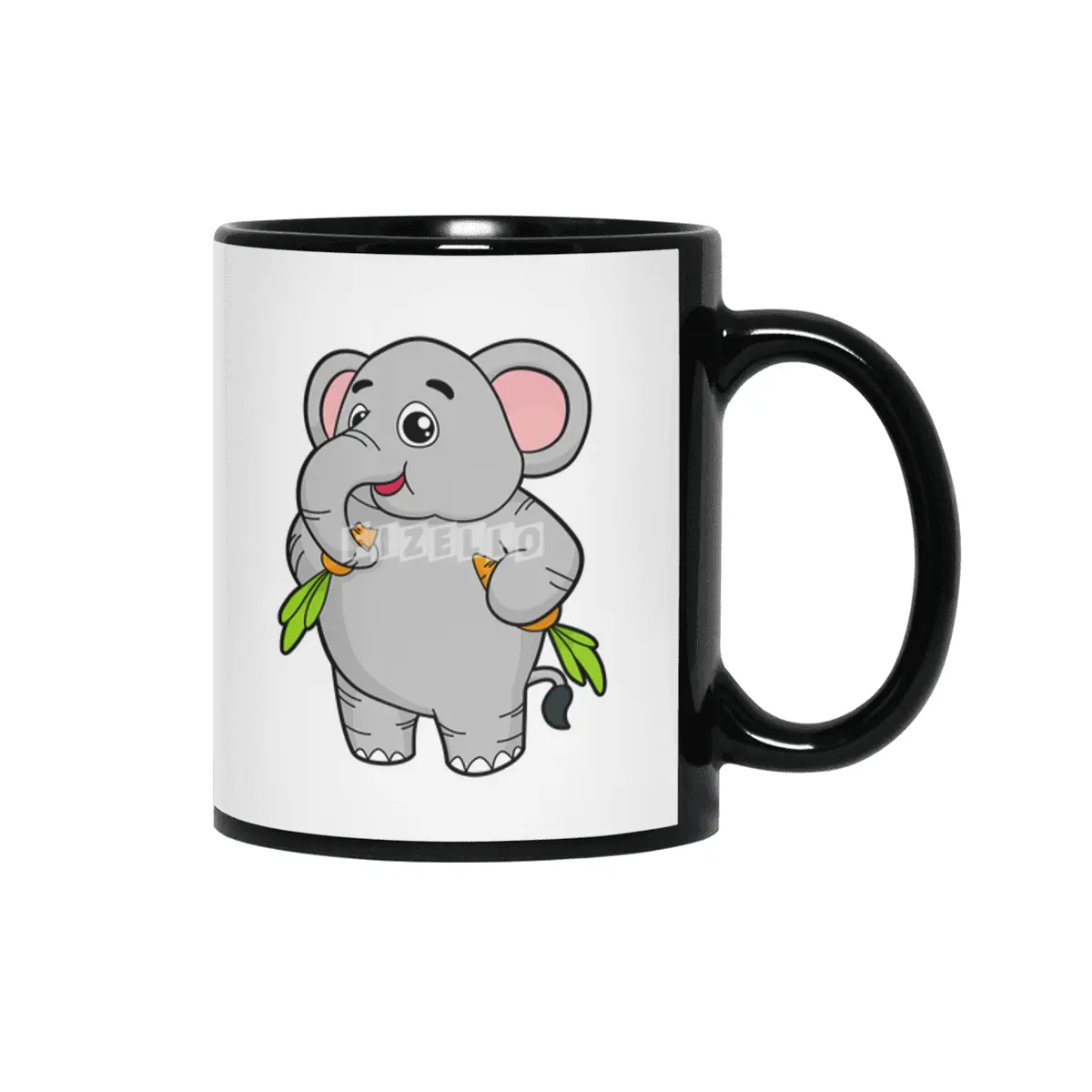 Elephants with Carrots Siyah Kupa