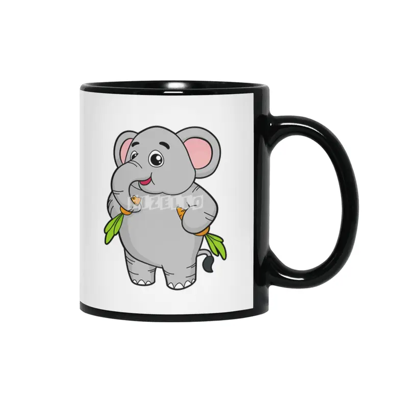 Elephants with Carrots Siyah Kupa