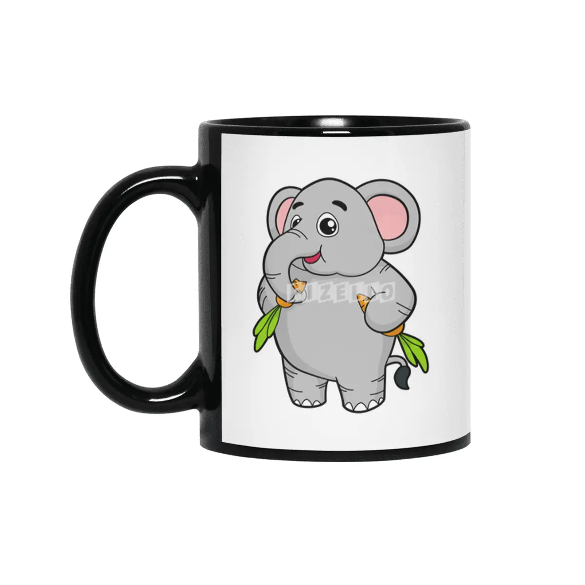 Elephants with Carrots Siyah Kupa