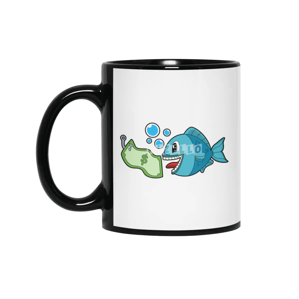 Fish with Bank note Siyah Kupa