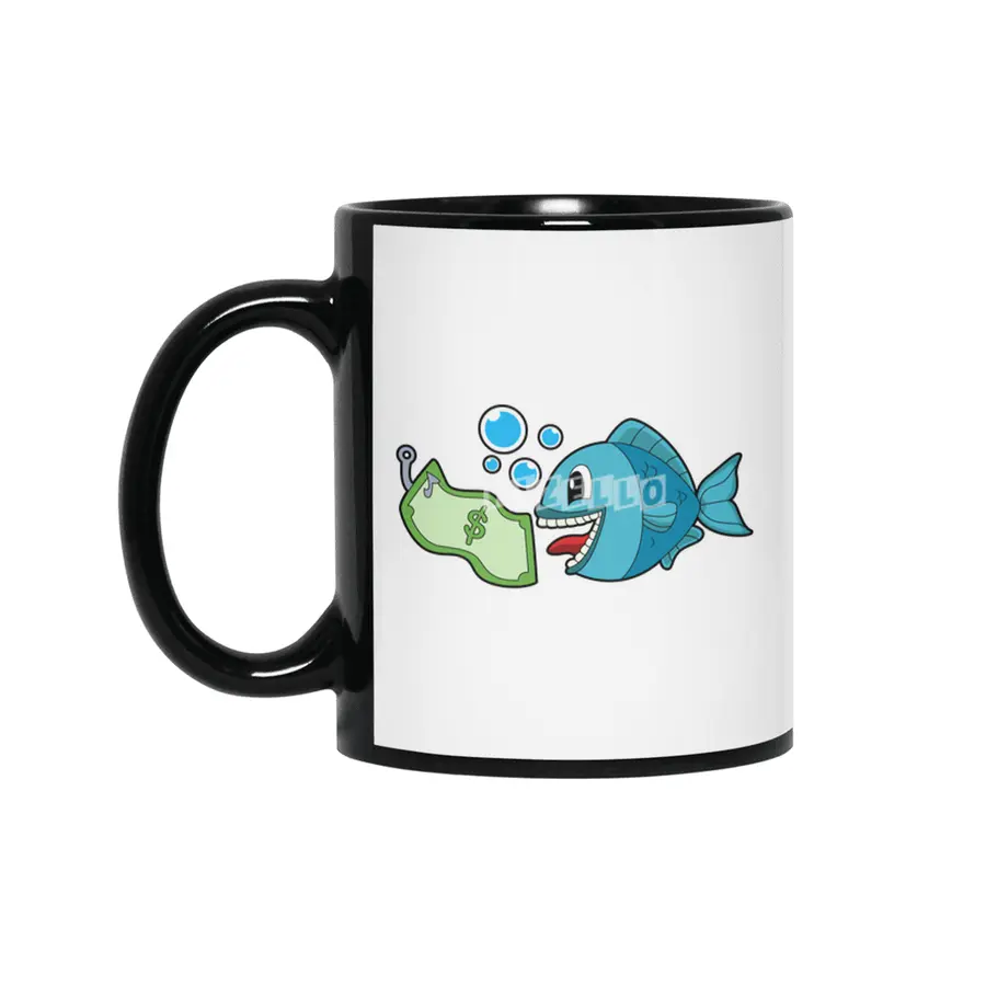 Fish with Bank note Siyah Kupa