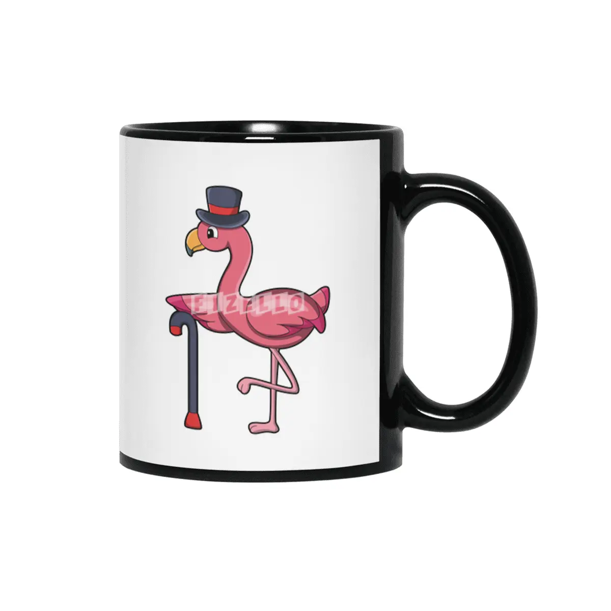Flamingo as Pensioner with Walking stick & Hat Siyah Kupa
