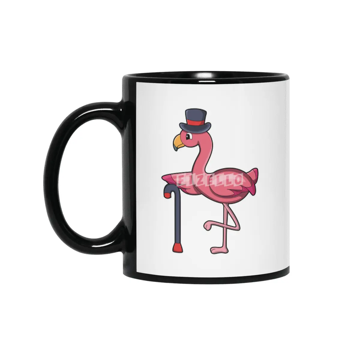 Flamingo as Pensioner with Walking stick & Hat Siyah Kupa