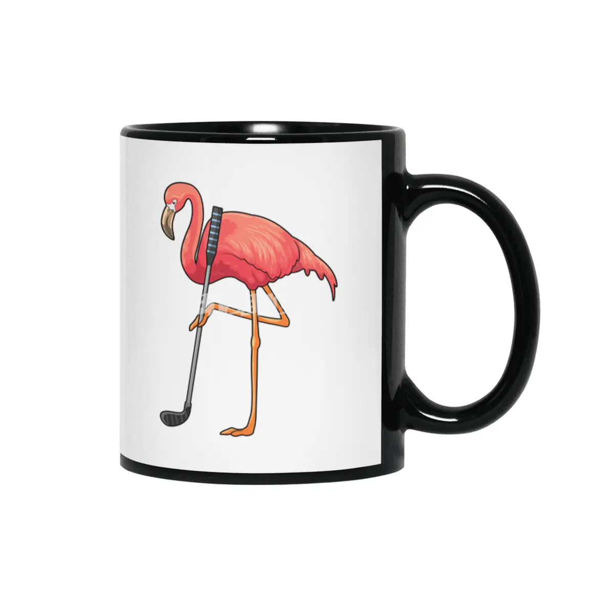 Flamingo at Golf with Golf club Siyah Kupa