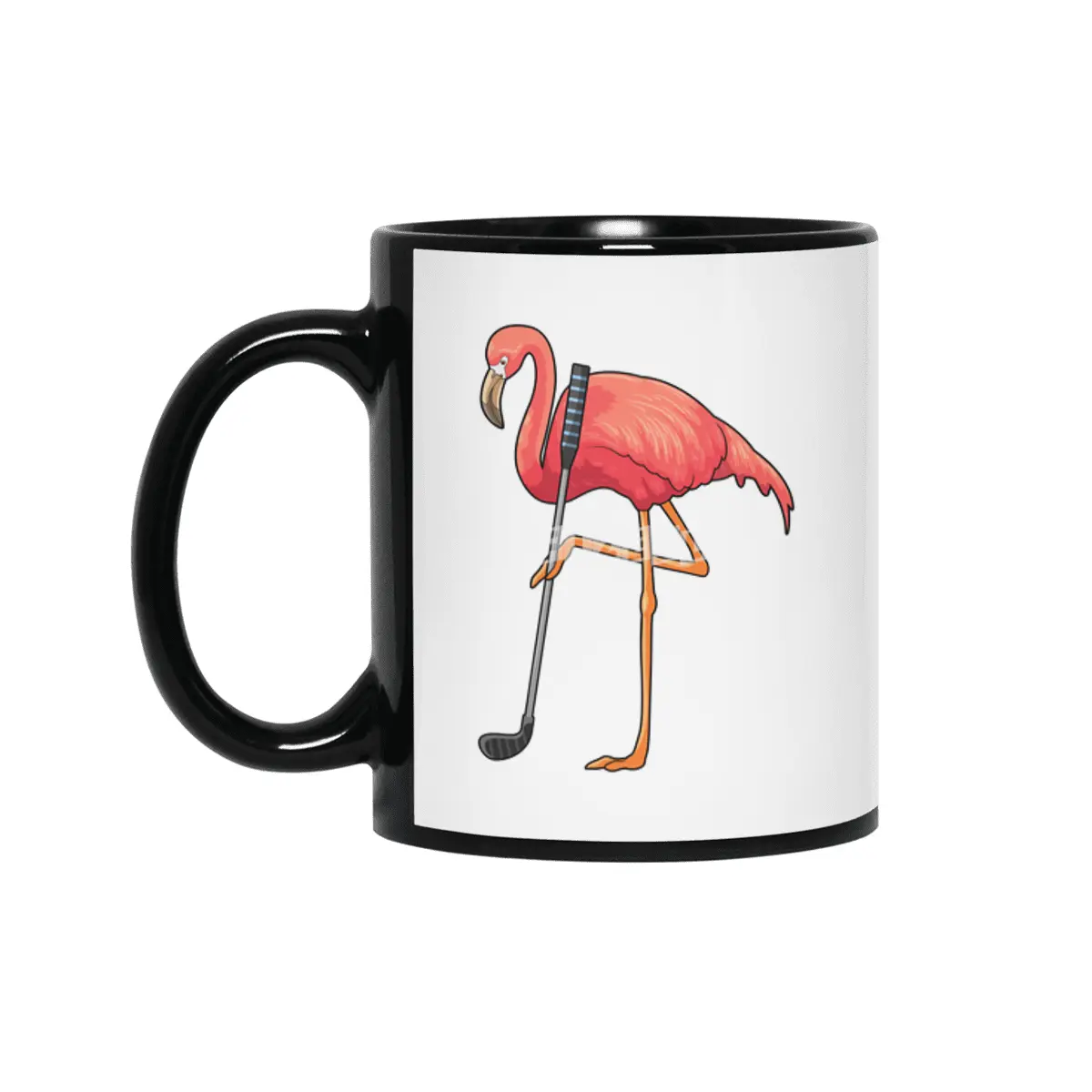 Flamingo at Golf with Golf club Siyah Kupa