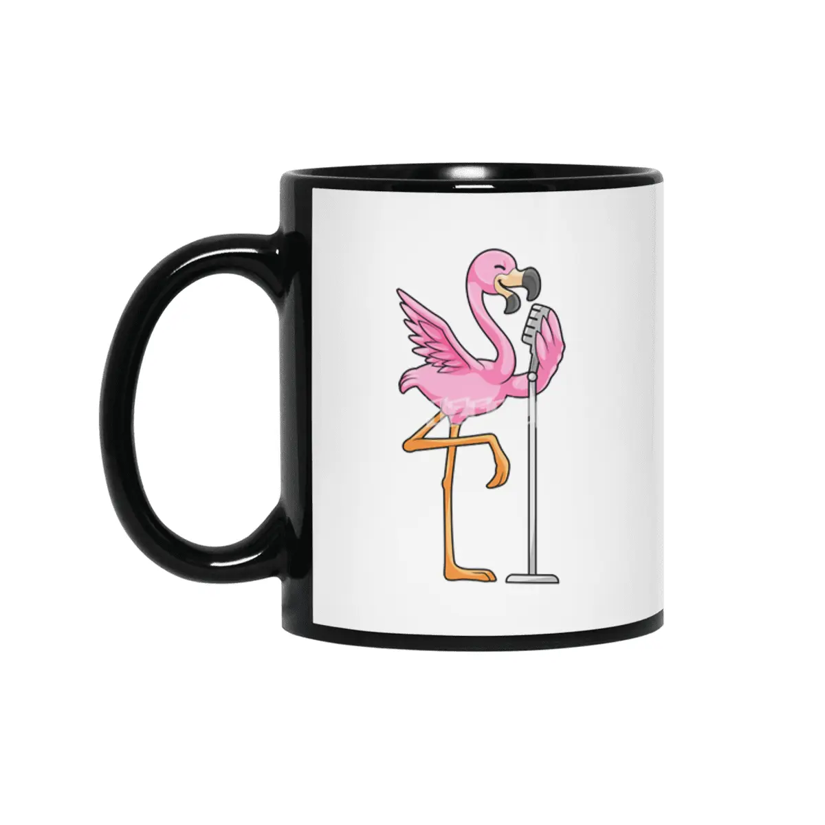 Flamingo at Singing with Microphone Siyah Kupa