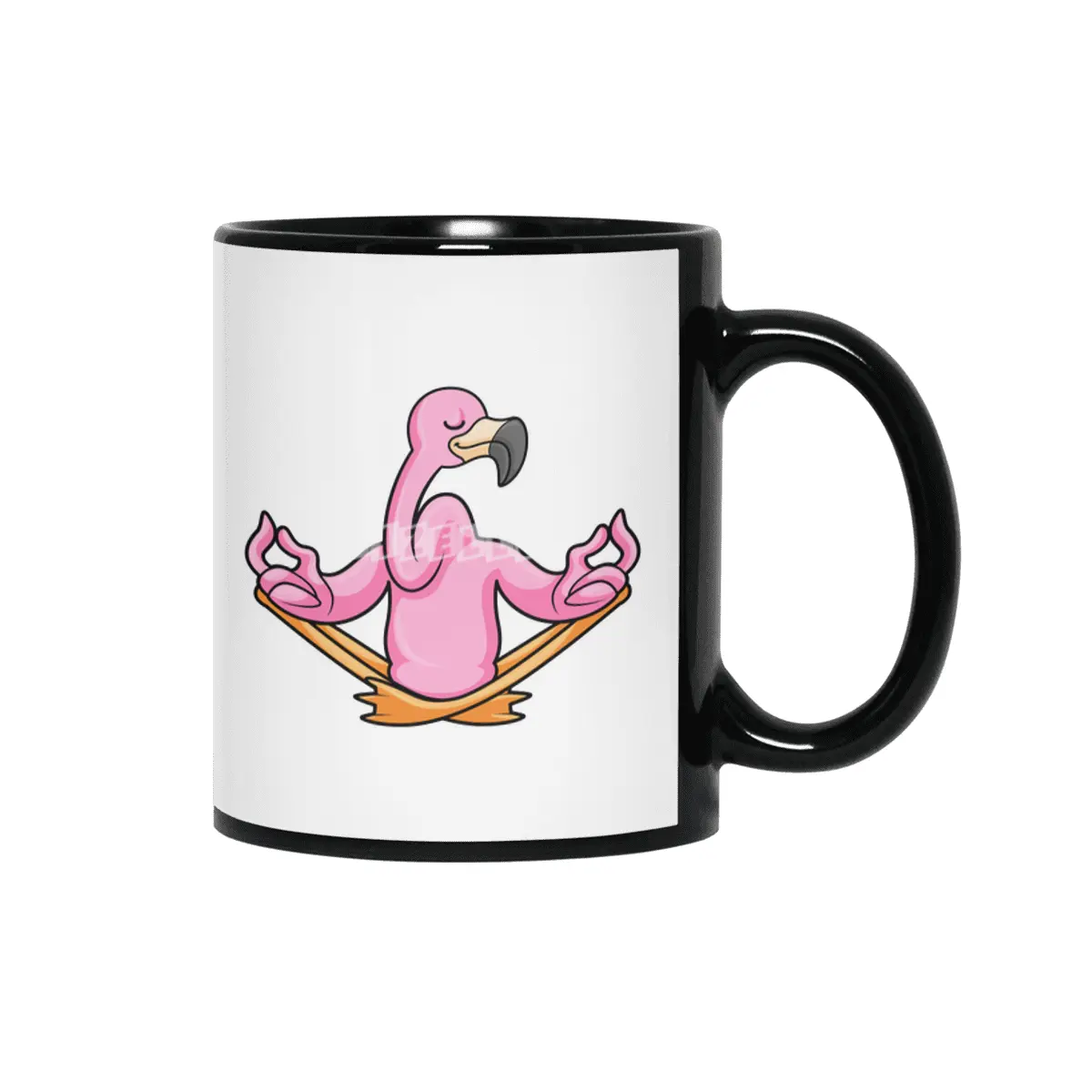 Flamingo at Yoga in Cross-legged Siyah Kupa