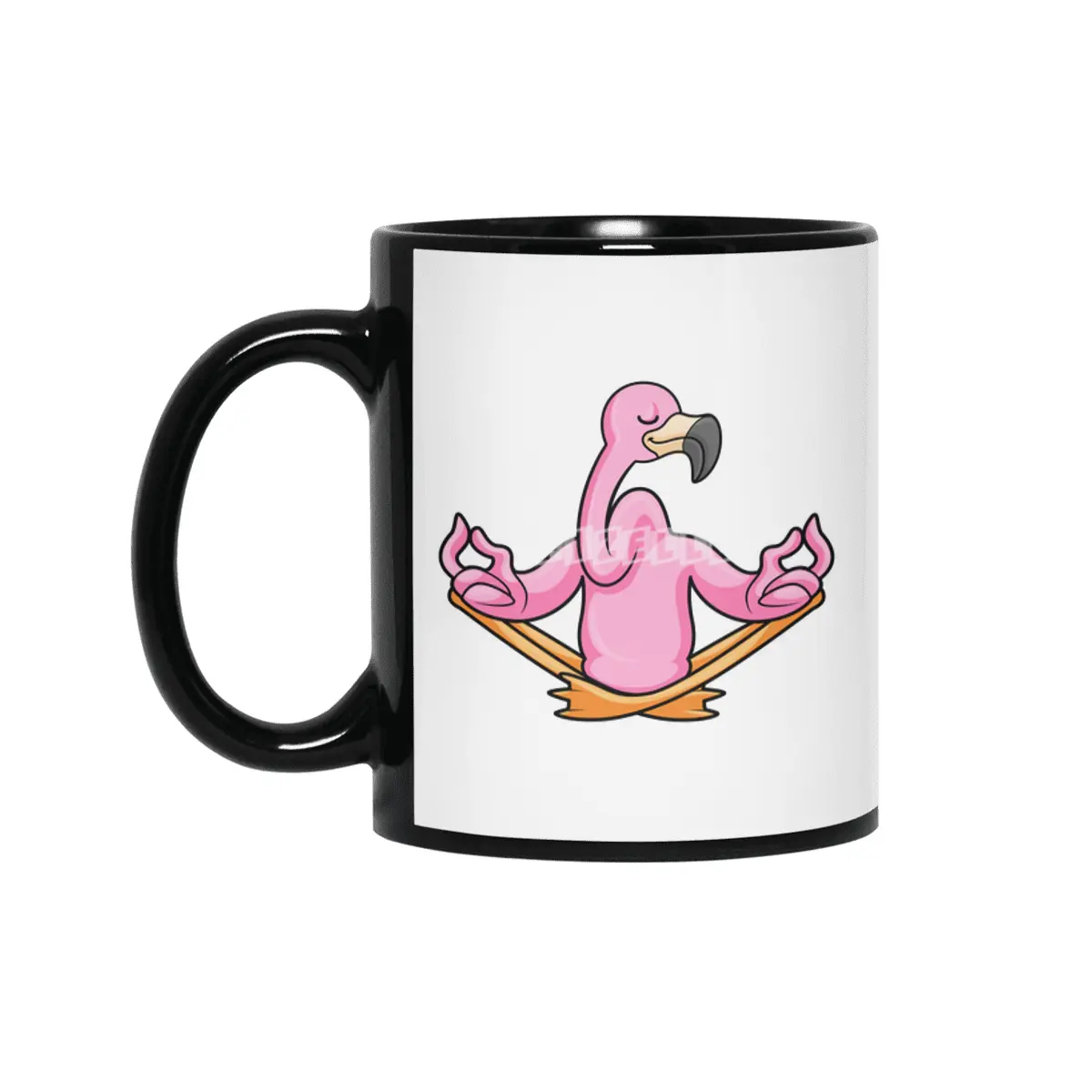 Flamingo at Yoga in Cross-legged Siyah Kupa