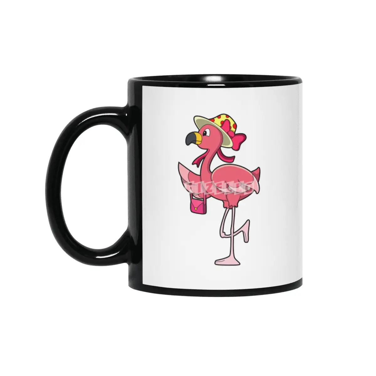 Flamingo with Handbag & Hat Siyah Kupa