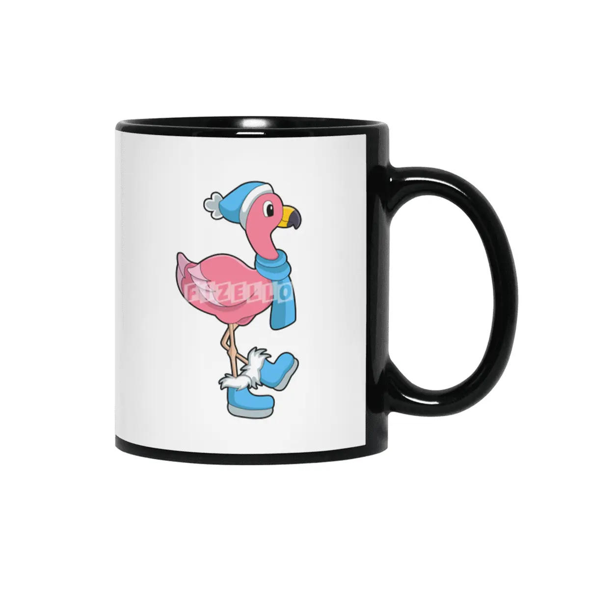 Flamingo with Scarf & Hat Siyah Kupa