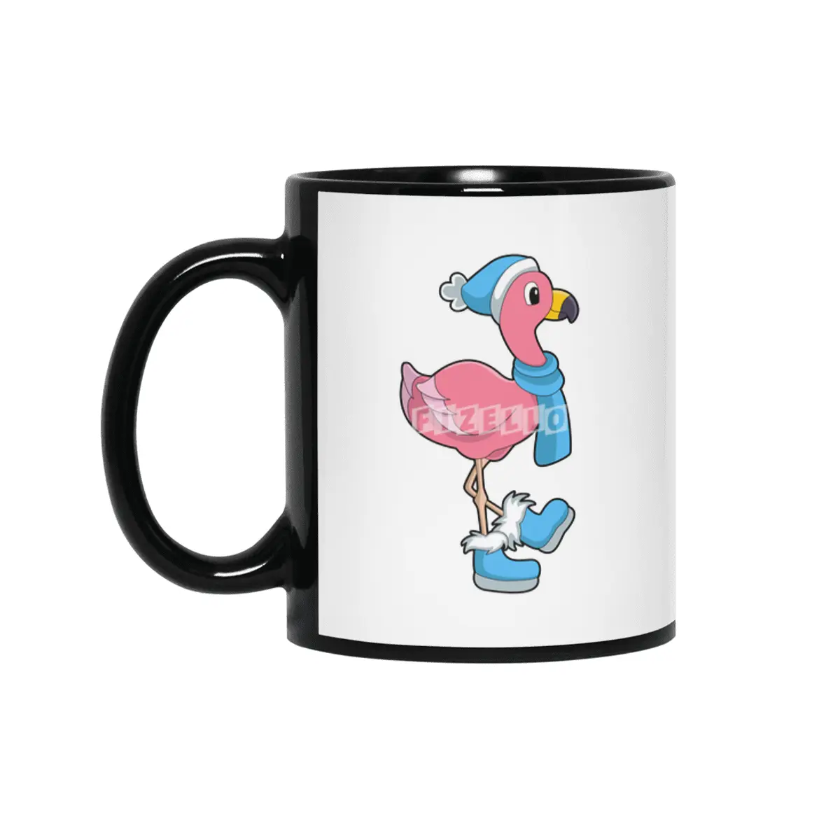 Flamingo with Scarf & Hat Siyah Kupa