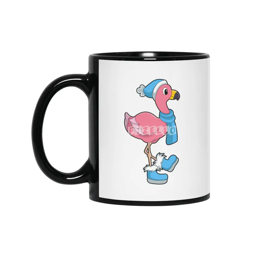 Flamingo with Scarf & Hat Siyah Kupa