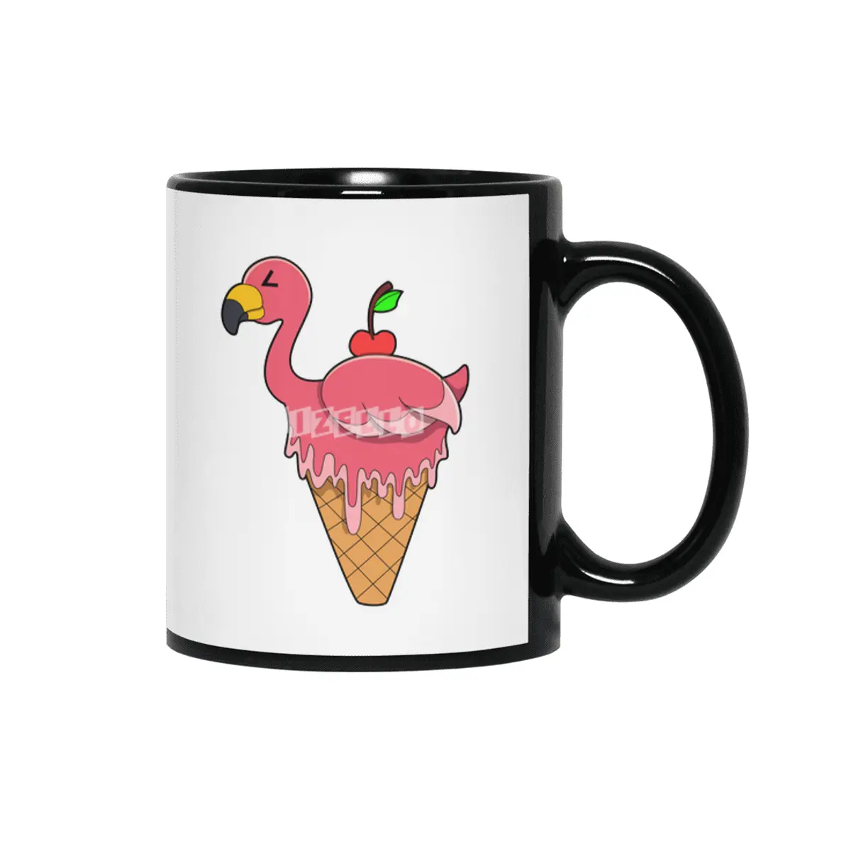 Flamingo with Waffle ice cream & Apple Siyah Kupa