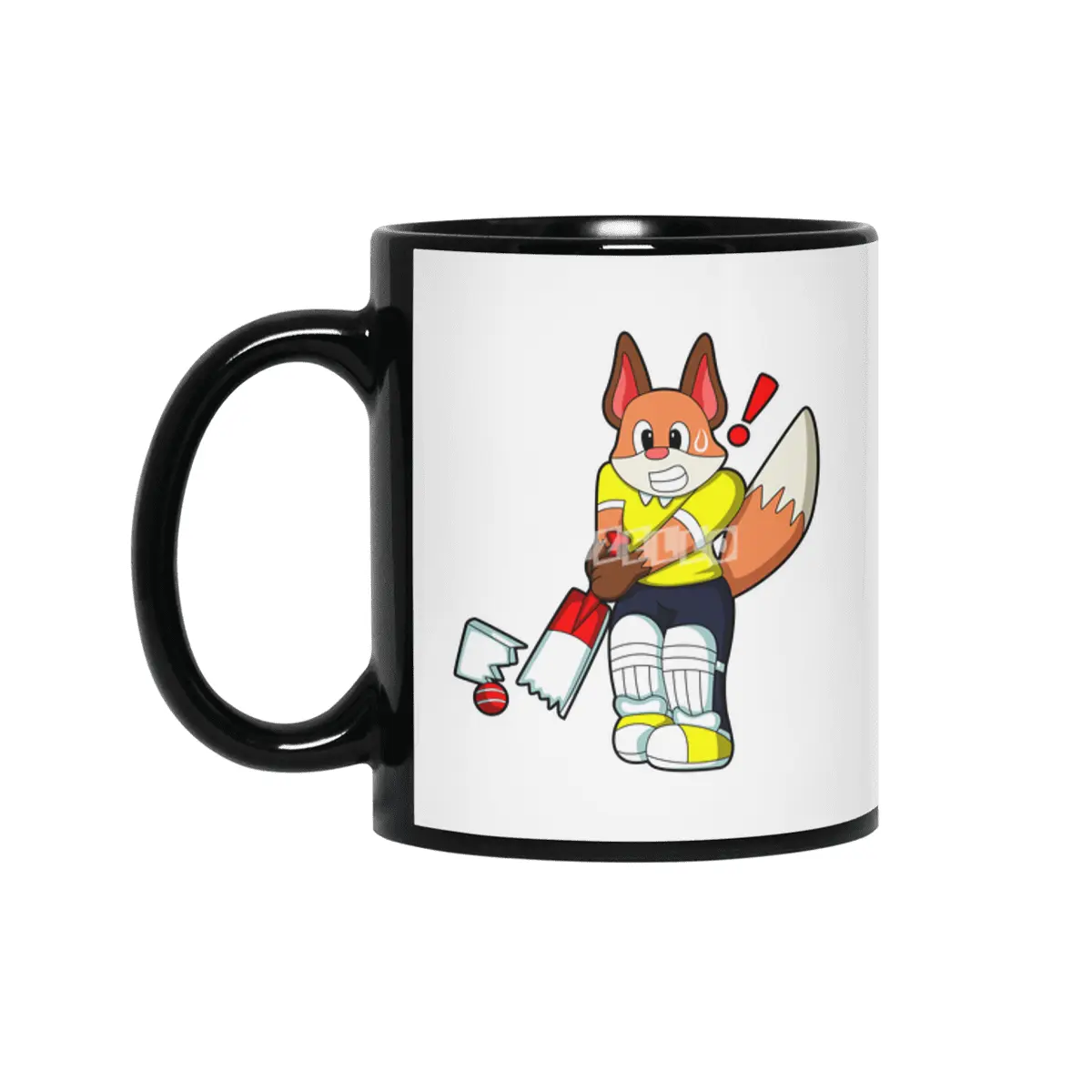 Fox as Batsman with Cricket bat Siyah Kupa