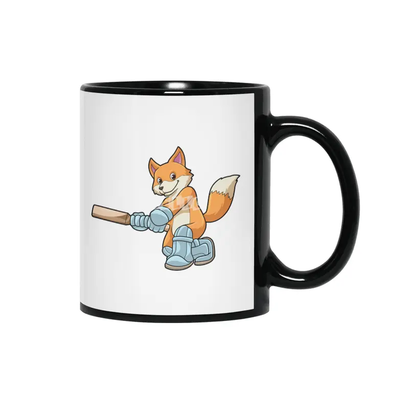Fox as Batsman with Cricket bat Siyah Kupa