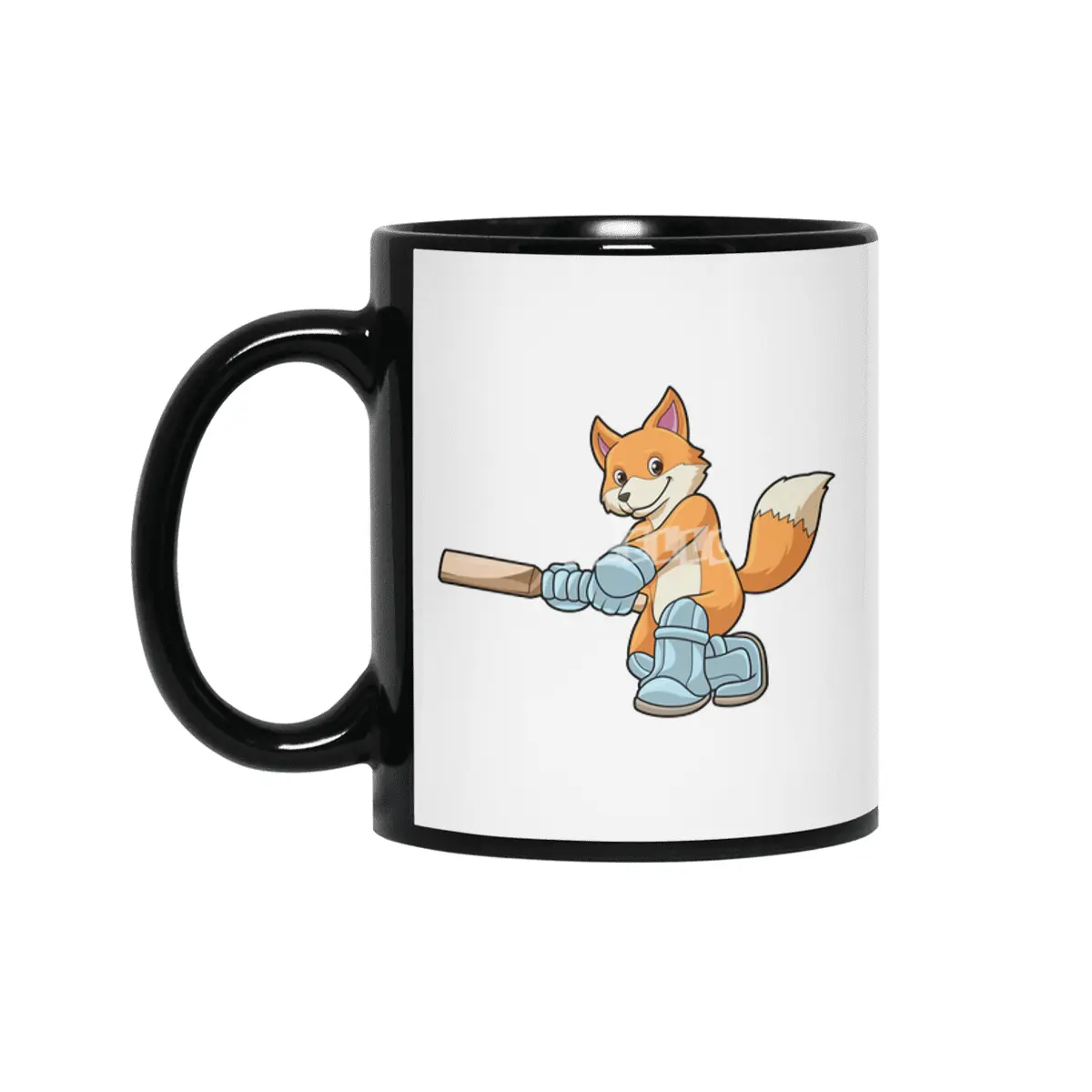 Fox as Batsman with Cricket bat Siyah Kupa