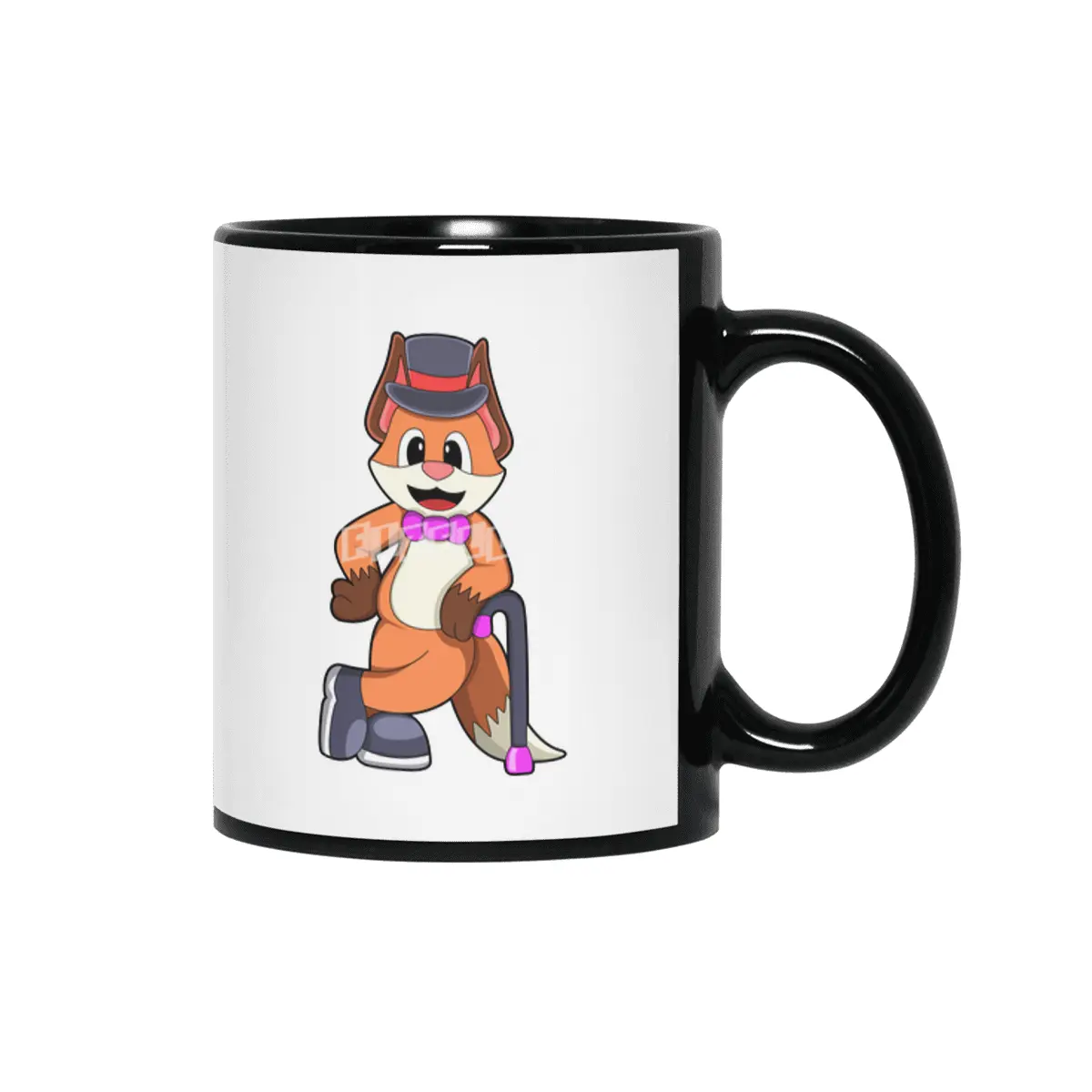 Fox as Gentleman with Hat & Stick Siyah Kupa