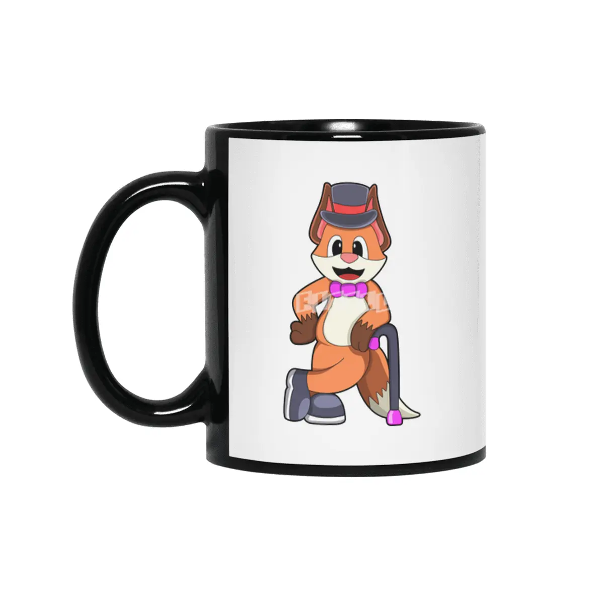 Fox as Gentleman with Hat & Stick Siyah Kupa