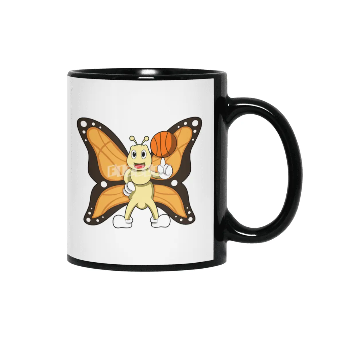 Butterfly as Sports with Basketball Siyah Kupa