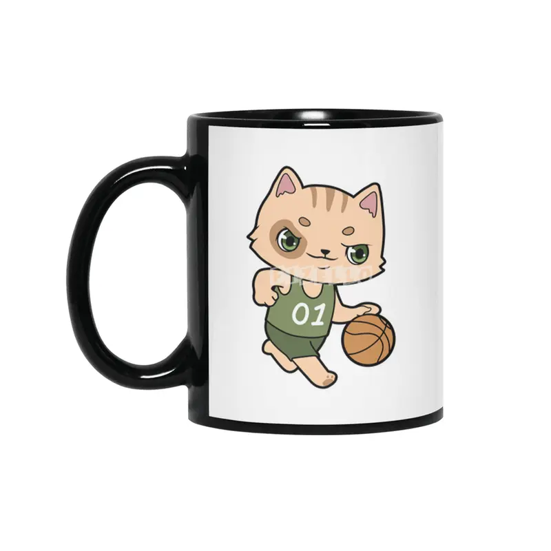 Cat at Basketball Sports Siyah Kupa