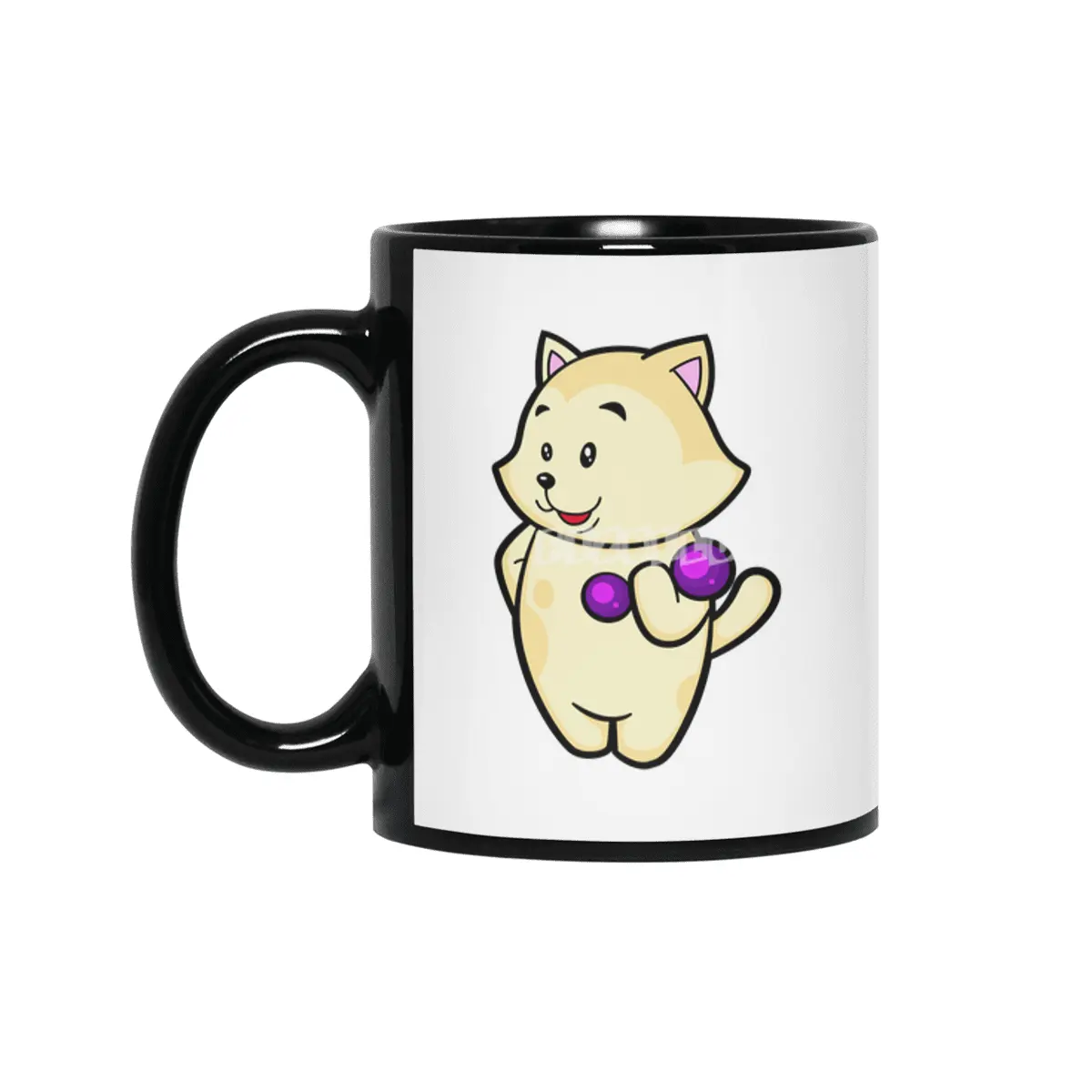 Cat at Biceps training with Dumbbell Siyah Kupa