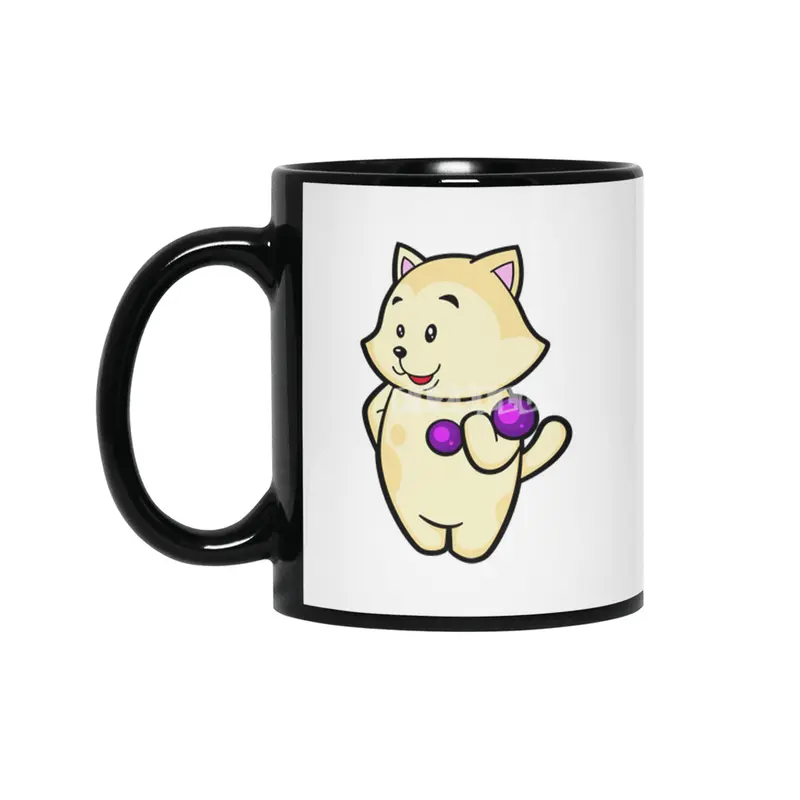 Cat at Biceps training with Dumbbell Siyah Kupa