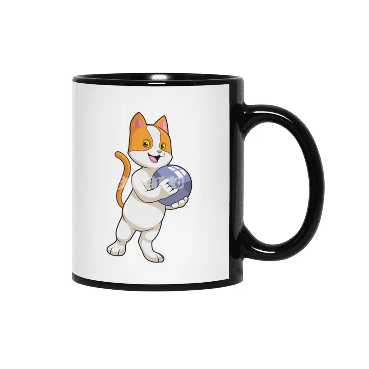 Cat at Bowling with Bowling ball Siyah Kupa