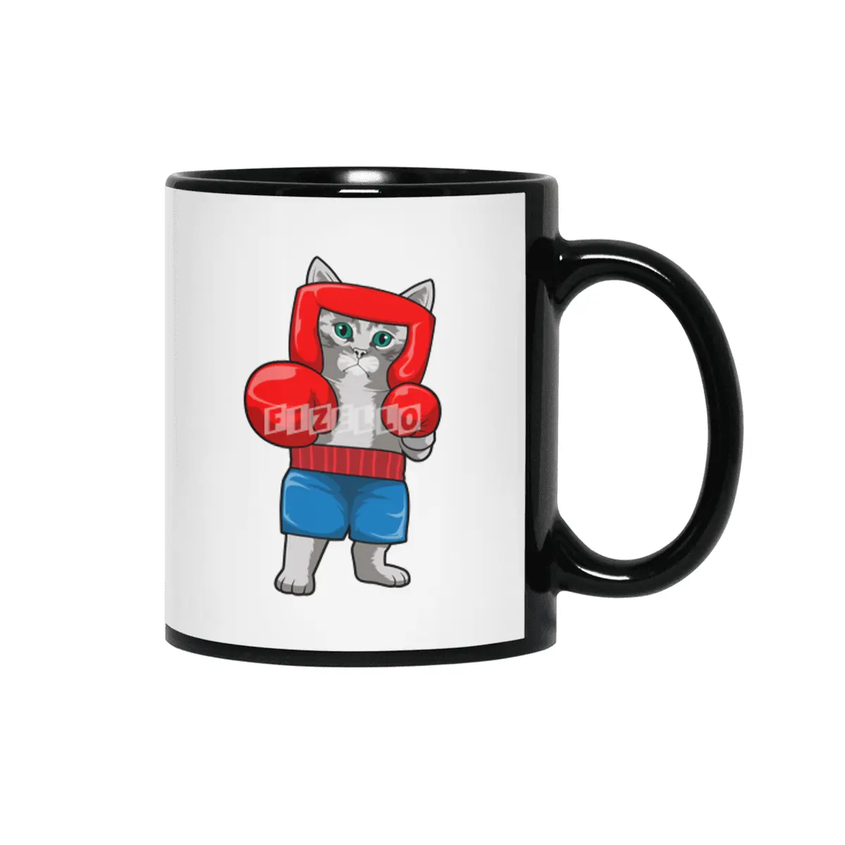 Cat at Boxing with Boxing gloves Siyah Kupa