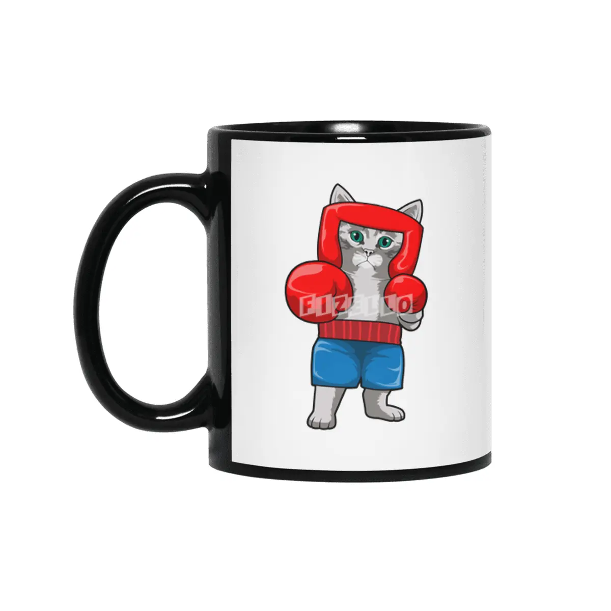 Cat at Boxing with Boxing gloves Siyah Kupa