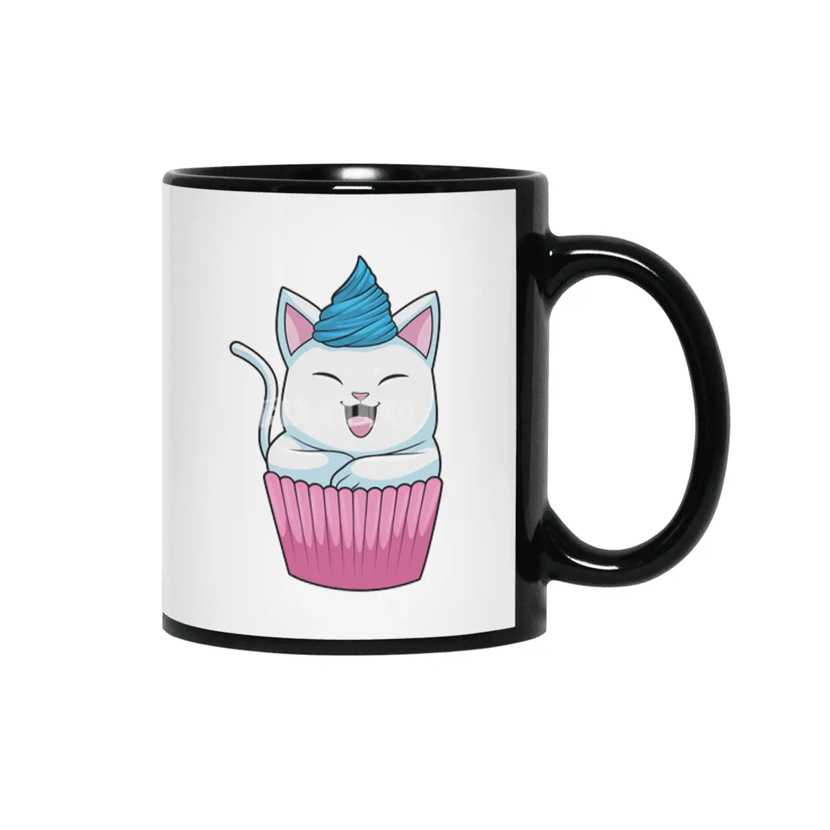 Cat Eating Muffin Siyah Kupa