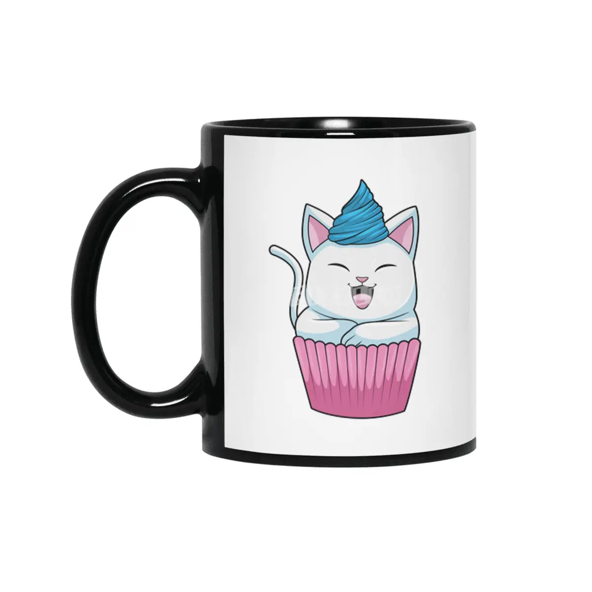 Cat Eating Muffin Siyah Kupa