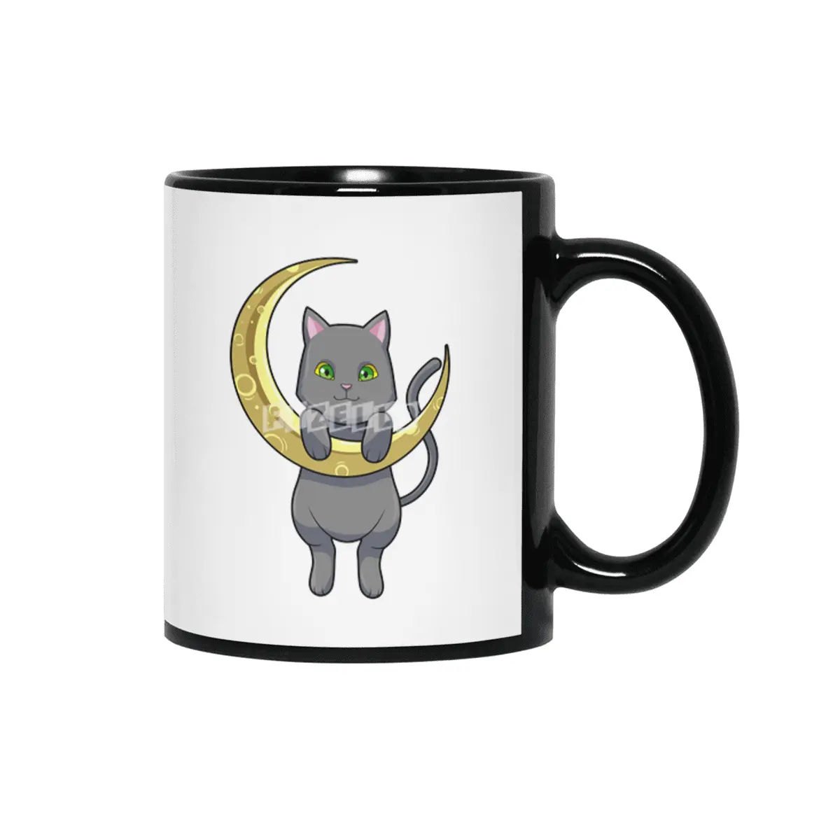 Cat Night Moon Siyah Kupa
