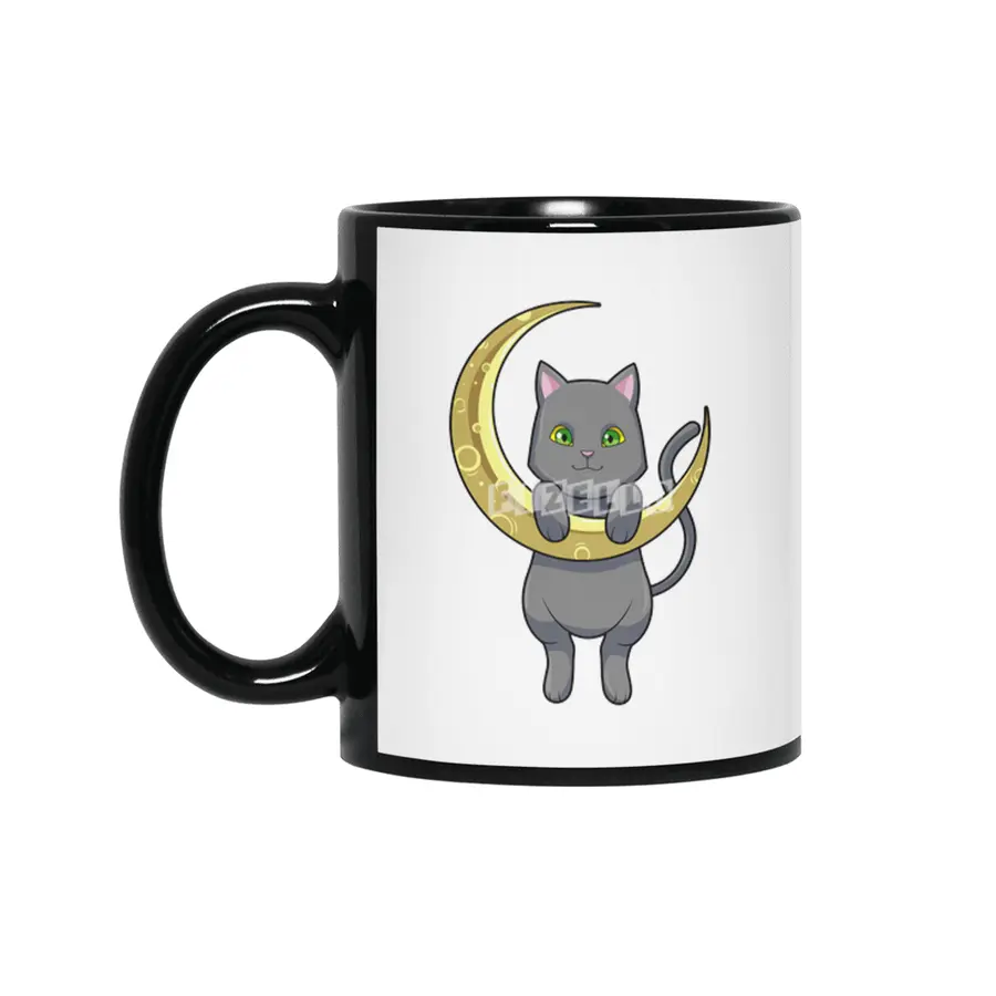 Cat Night Moon Siyah Kupa