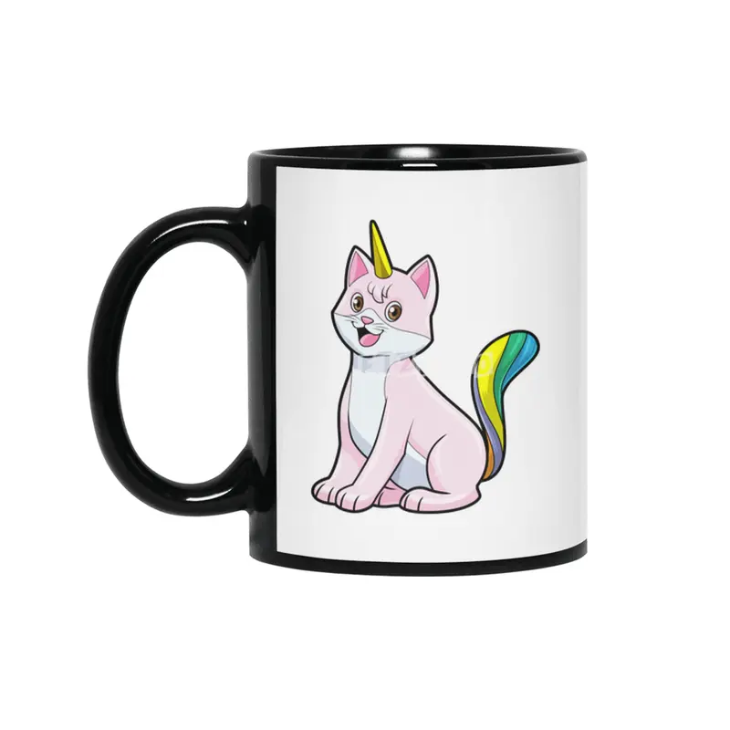 Cat Unicorn Siyah Kupa