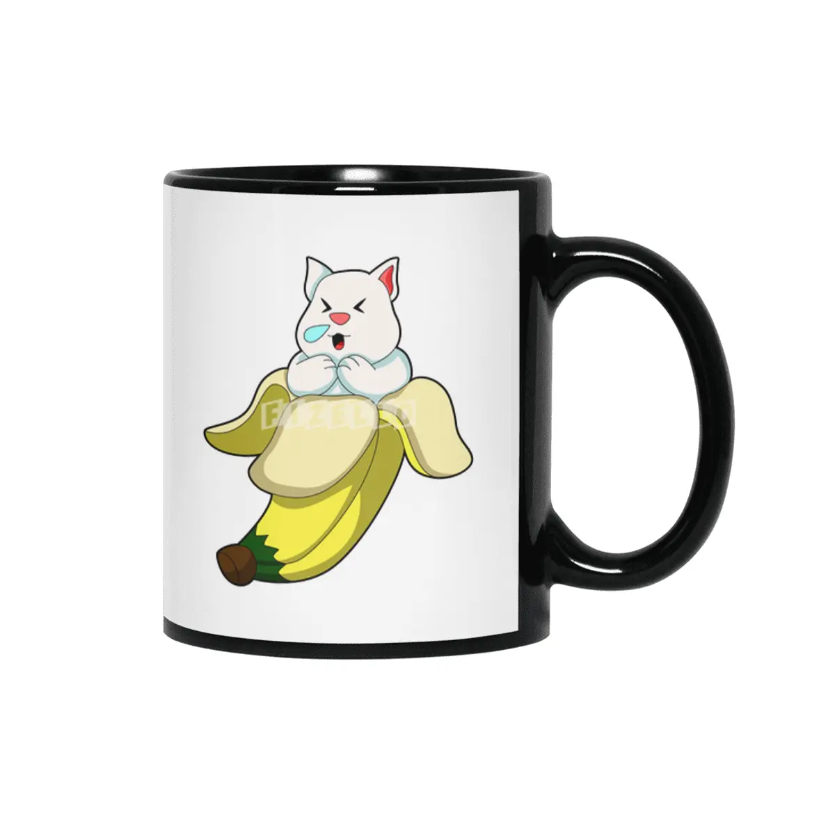 Cat with Banana Siyah Kupa