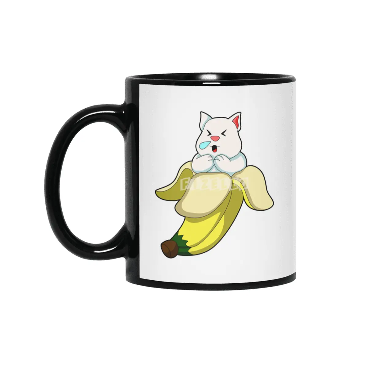 Cat with Banana Siyah Kupa