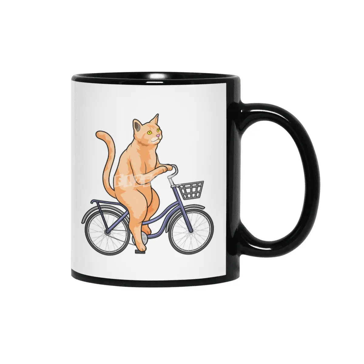 Cat with Bicycle Siyah Kupa