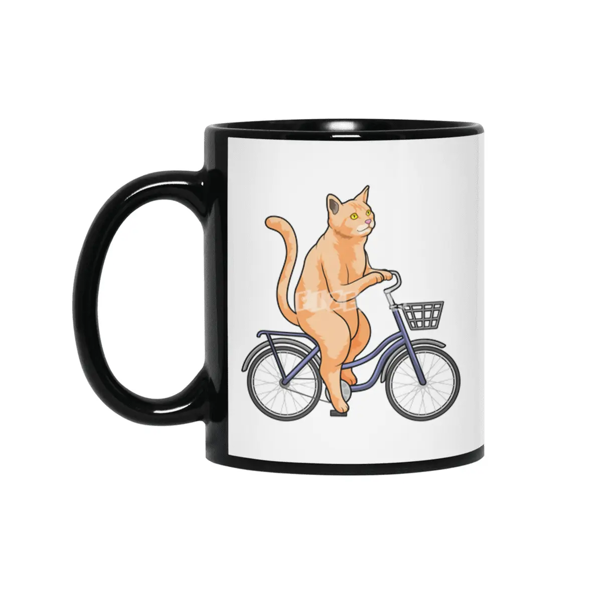Cat with Bicycle Siyah Kupa