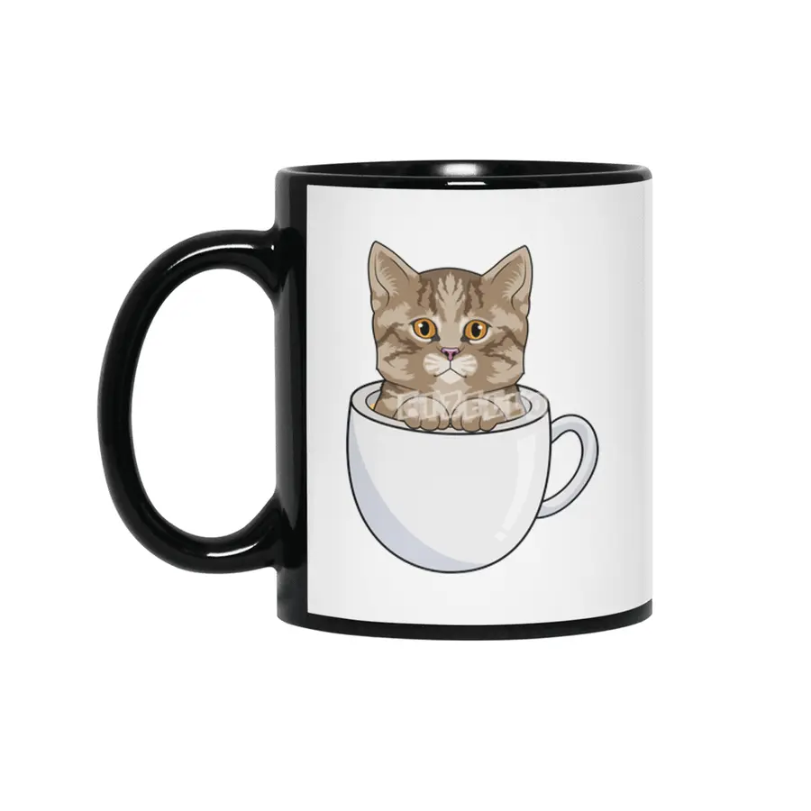 Cat with Cup Siyah Kupa