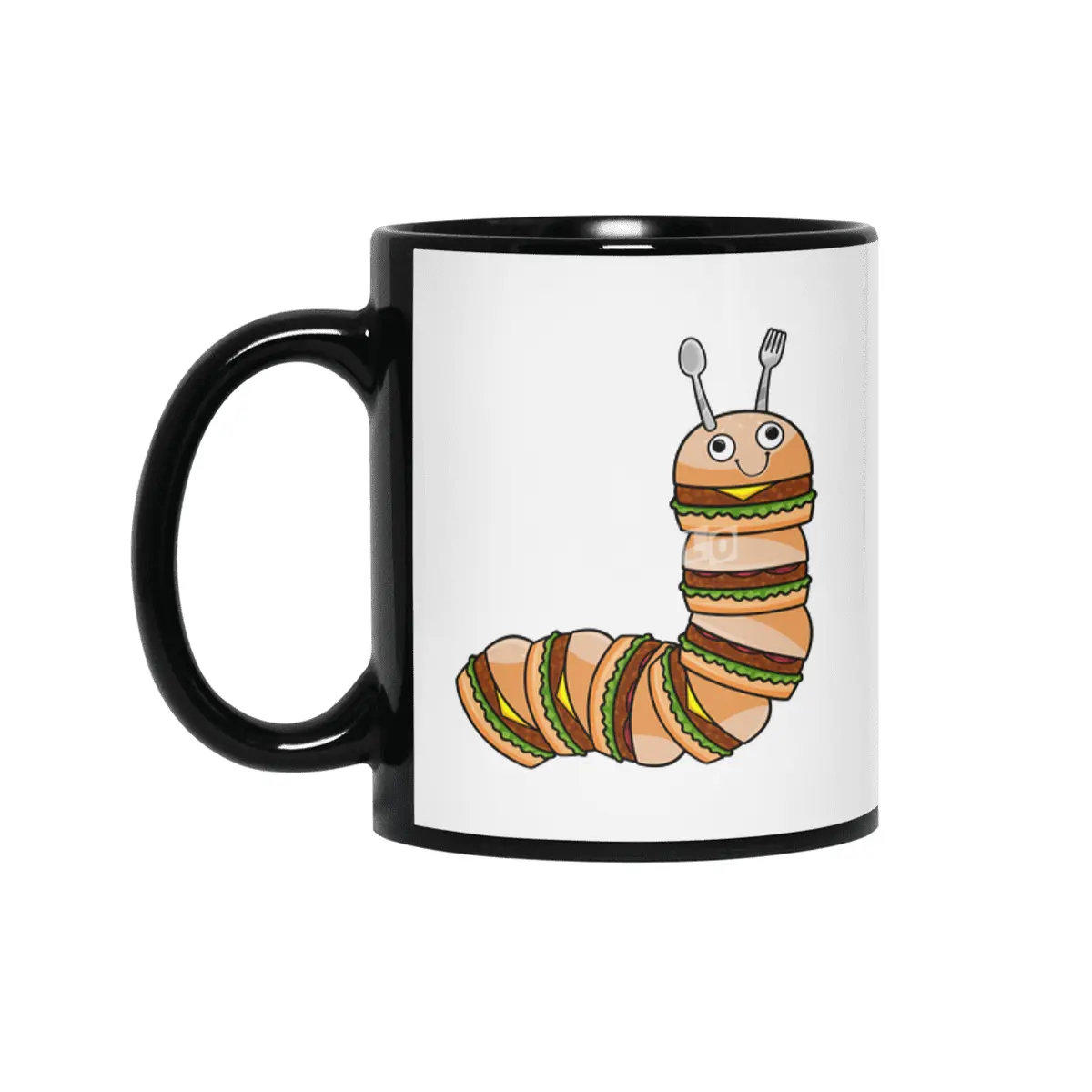 Caterpillar as Cheeseburger with Beef & Salad Siyah Kupa