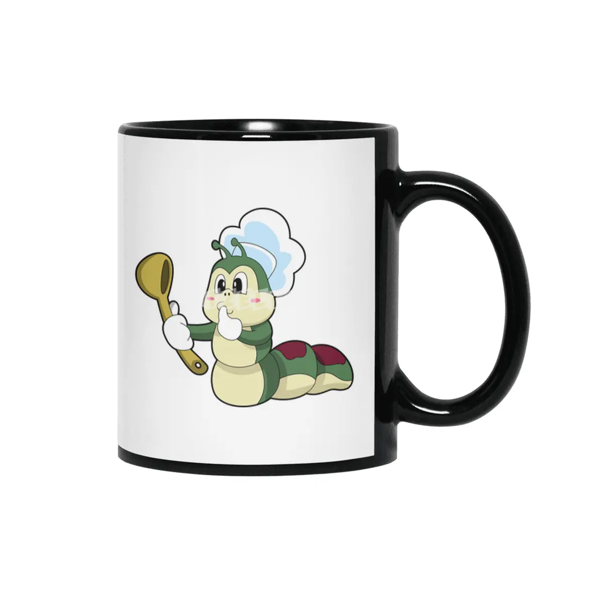 Caterpillar as Chef with Wooden spoon Siyah Kupa
